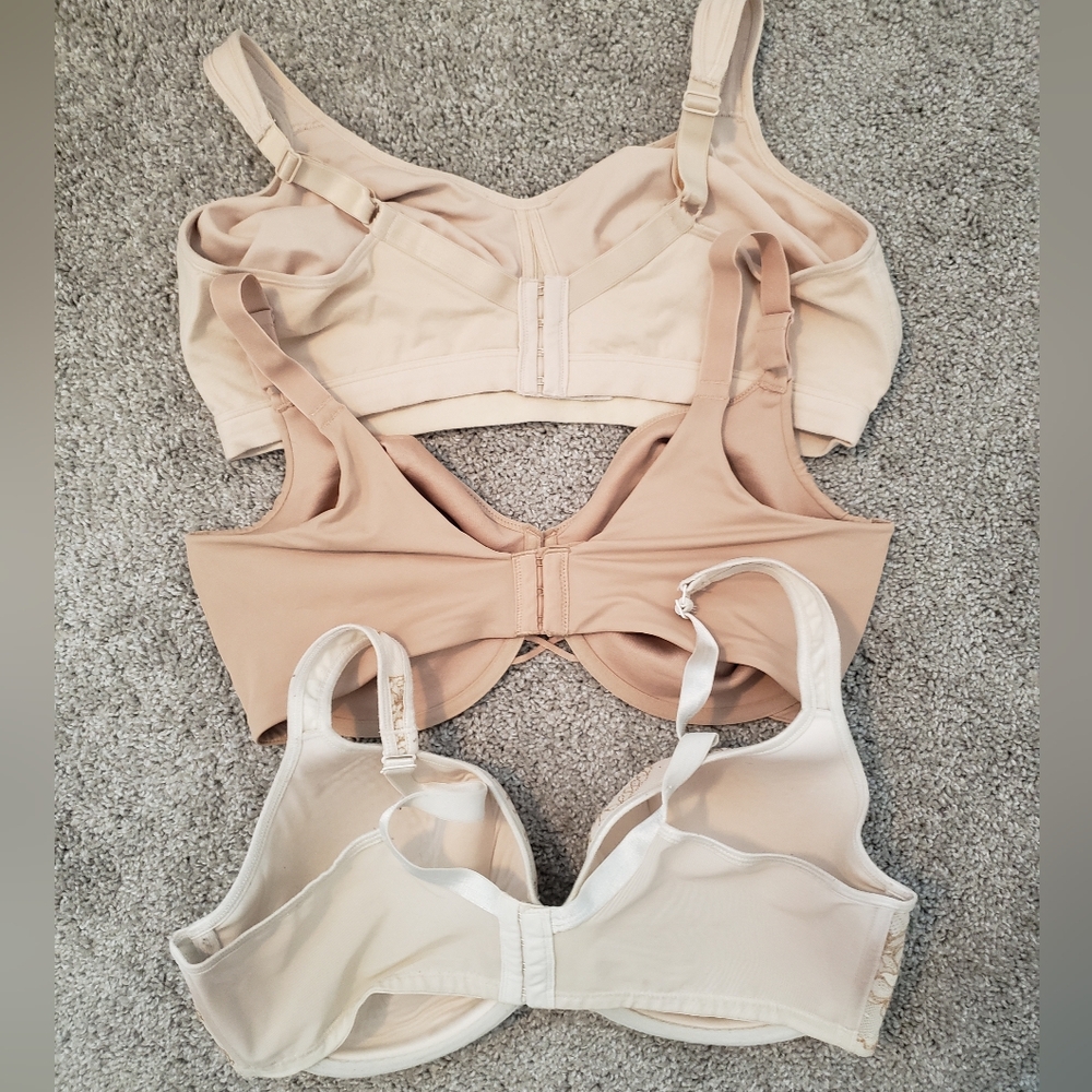 3- Tan Beige 40ddd Cacique Vanity Fair & Playtex Support Bras #474C Cotton - Picture 2 of 8